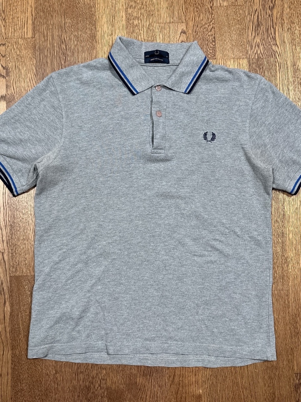 Fred Perry Made in England Salesman Sample Gray Stripe Polo Shirt Mens 38